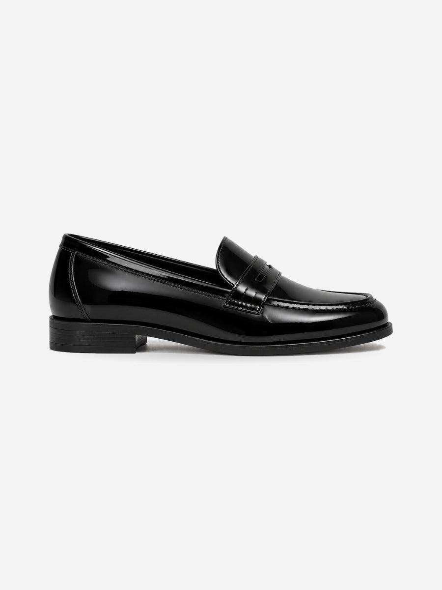 Lorenzo – Mocassin en cuir homme – Noir — profil droit