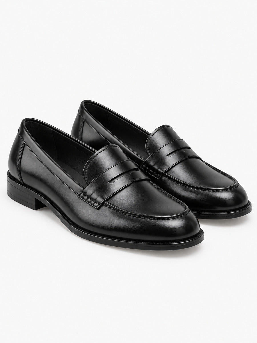 Lorenzo – Mocassin en cuir homme – Noir — trois quarts