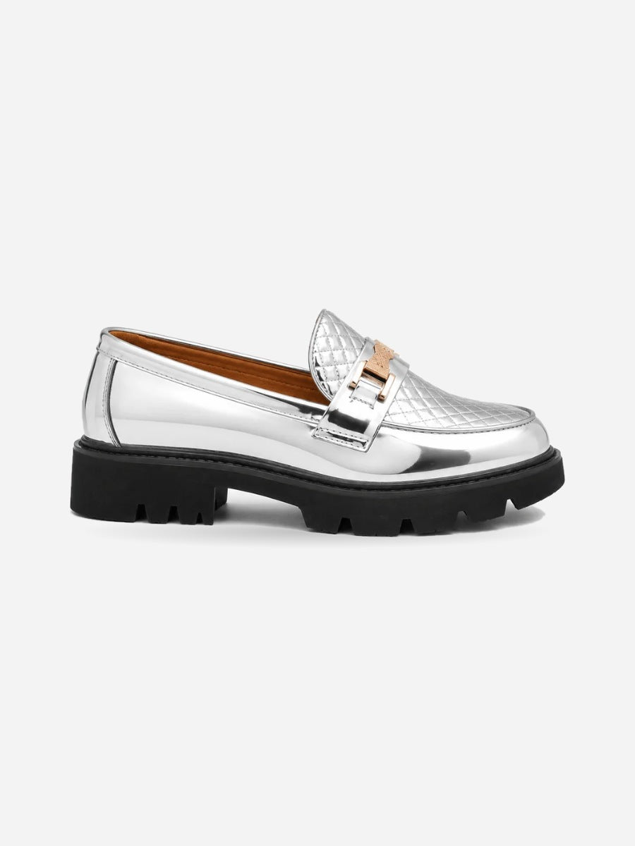 Loris – Mocassin homme – Argenté — profil droit