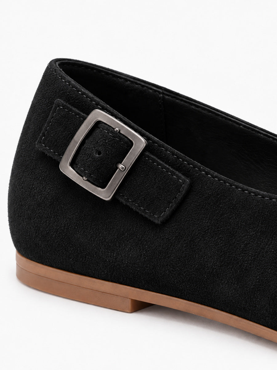 Lorraine – Ballerine en daim femme – Noir — détail
