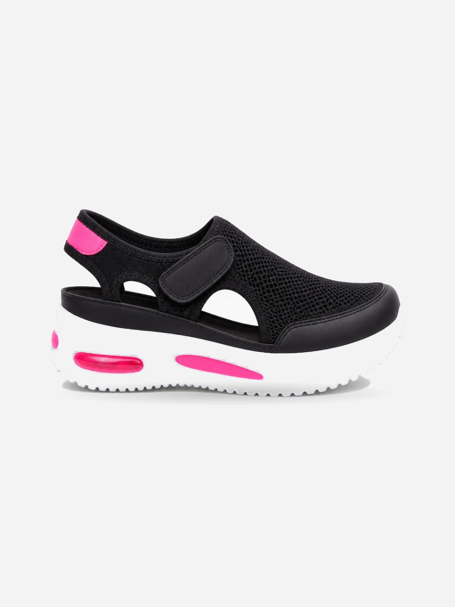 Lucia – Sandale sport femme – Noir — profil droit