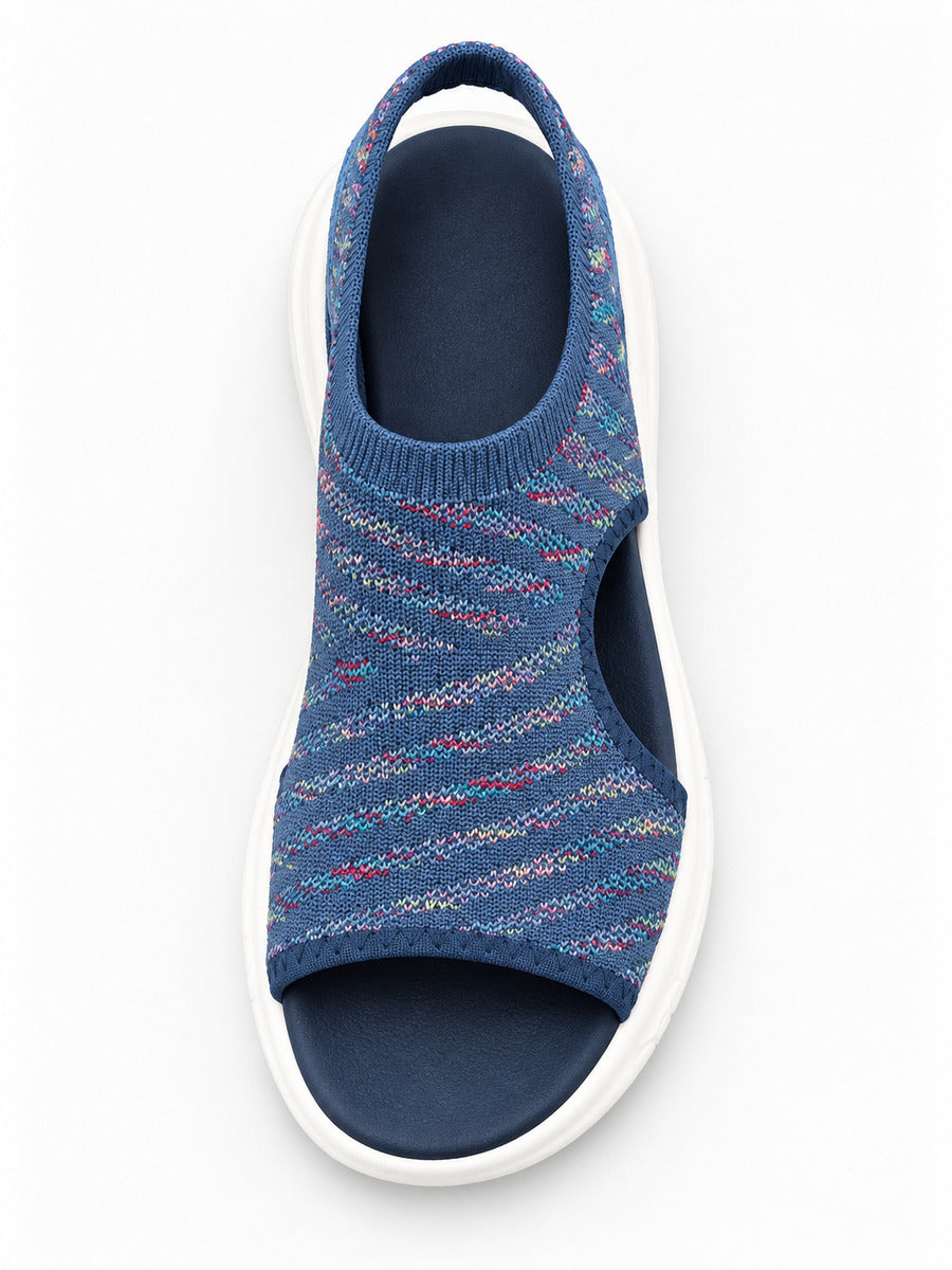 Lucrèce – Sandale à semelle compensée femme – Bleu — dessus