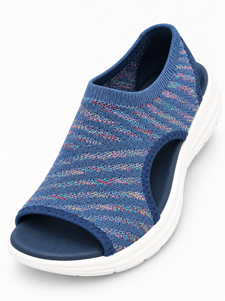 Lucrèce – Sandale à semelle compensée femme – Bleu — détail
