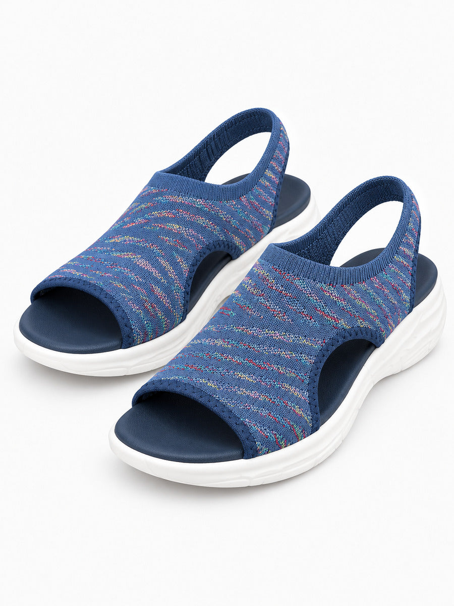 Lucrèce – Sandale à semelle compensée femme – Bleu — trois quarts