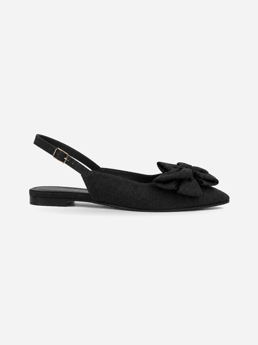 Ludivine – Sandale plate à bride femme – Noir — profil droit