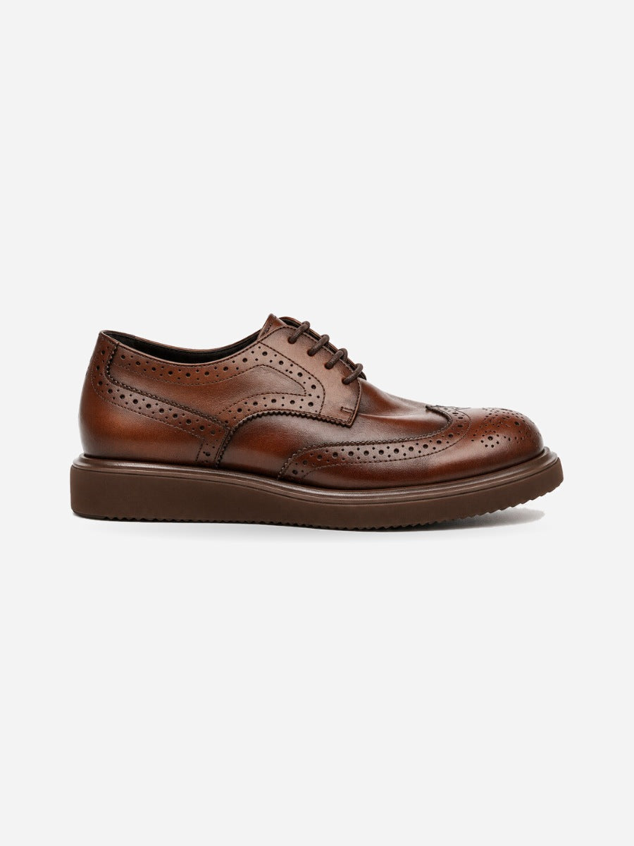 Ludovic – Derby brogue homme – Marron — profil droit