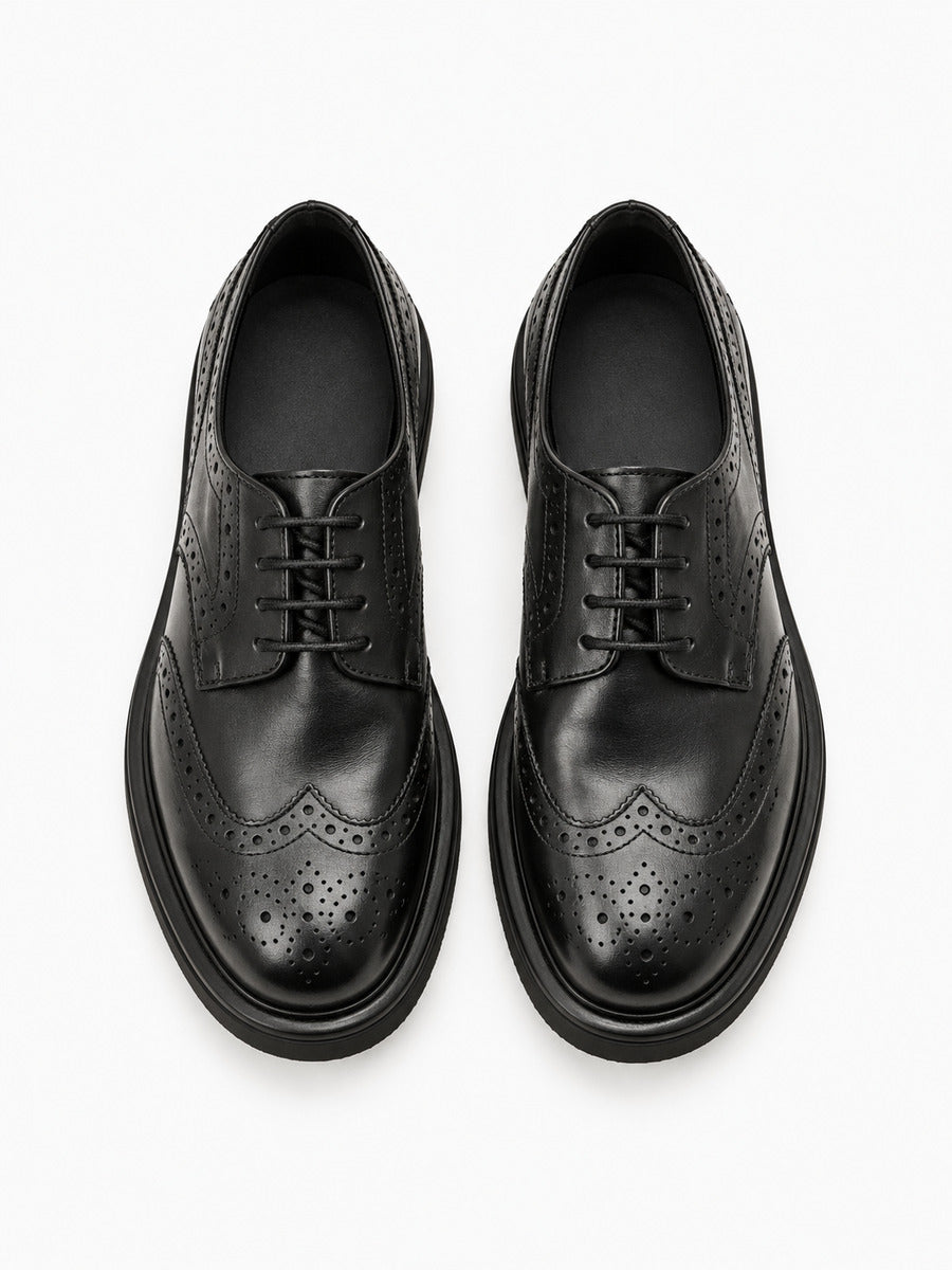Ludovic – Derby brogue homme – Noir — dessus