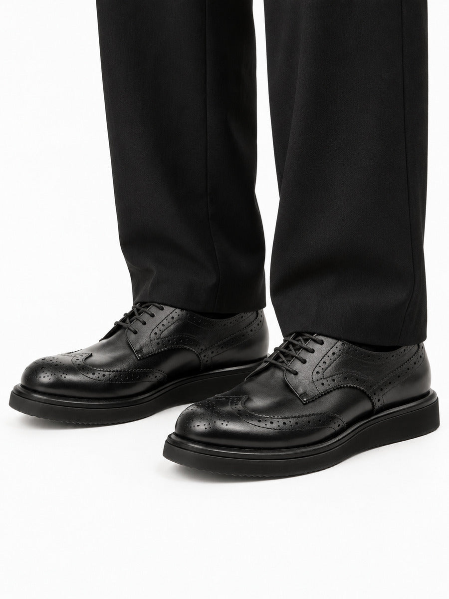 Ludovic – Derby brogue homme – Noir — portée