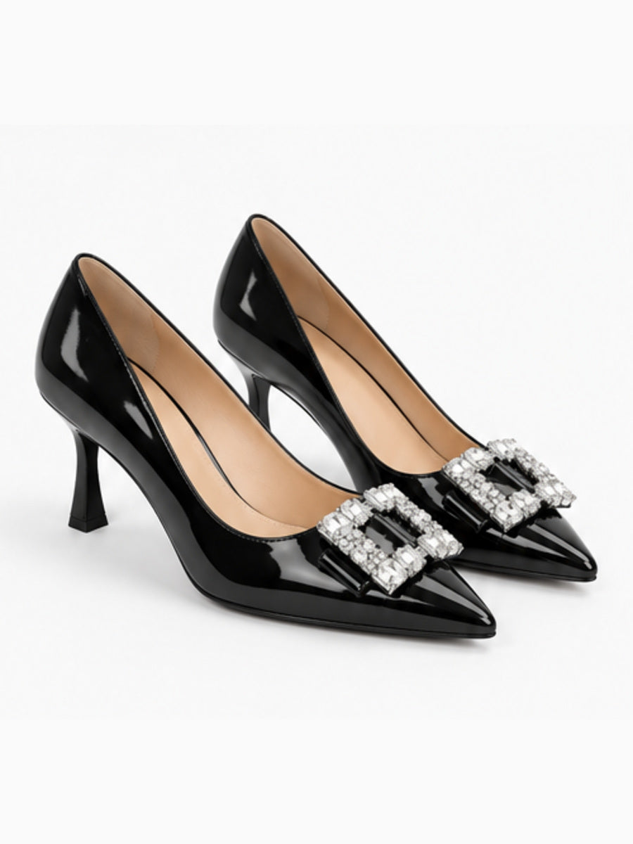 Magali – Ballerine pointue femme – Noir — trois quarts