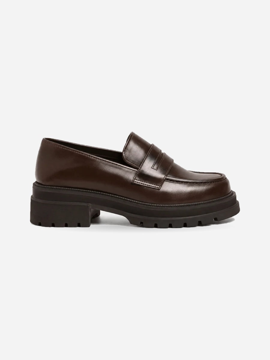 Manon – Mocassin plateforme femme – Marron — profil droit