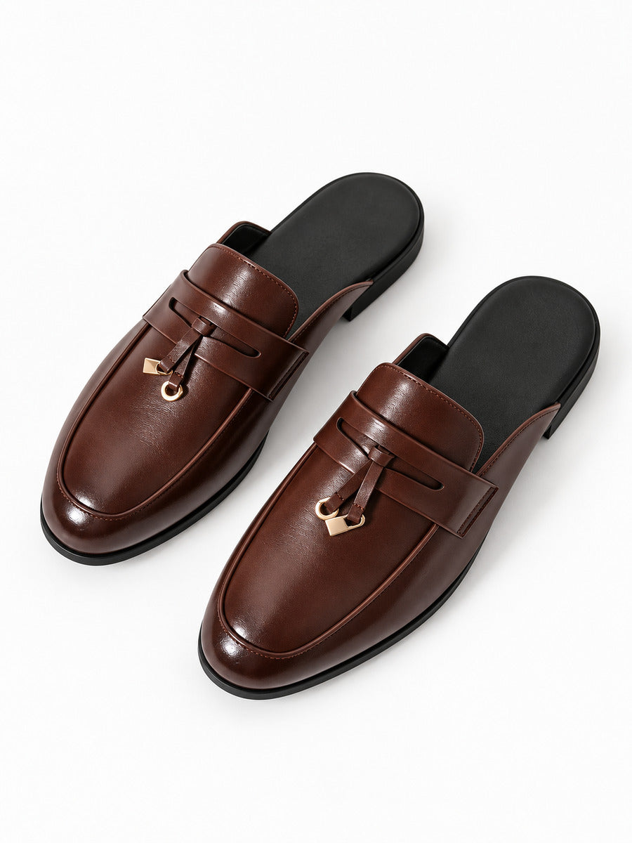 Marcel – Mule à glands homme – Marron — trois quarts