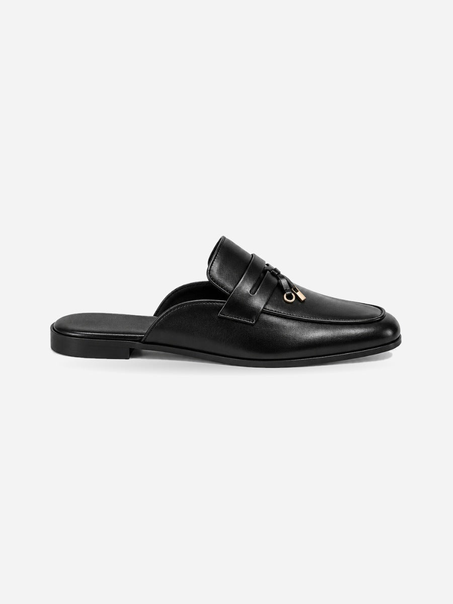 Marcel – Mule à glands homme – Noir — profil droit