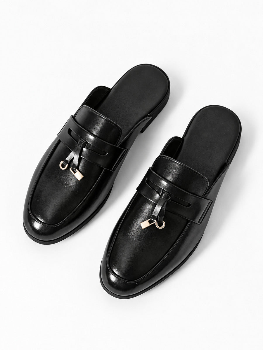Marcel – Mule à glands homme – Noir — trois quarts
