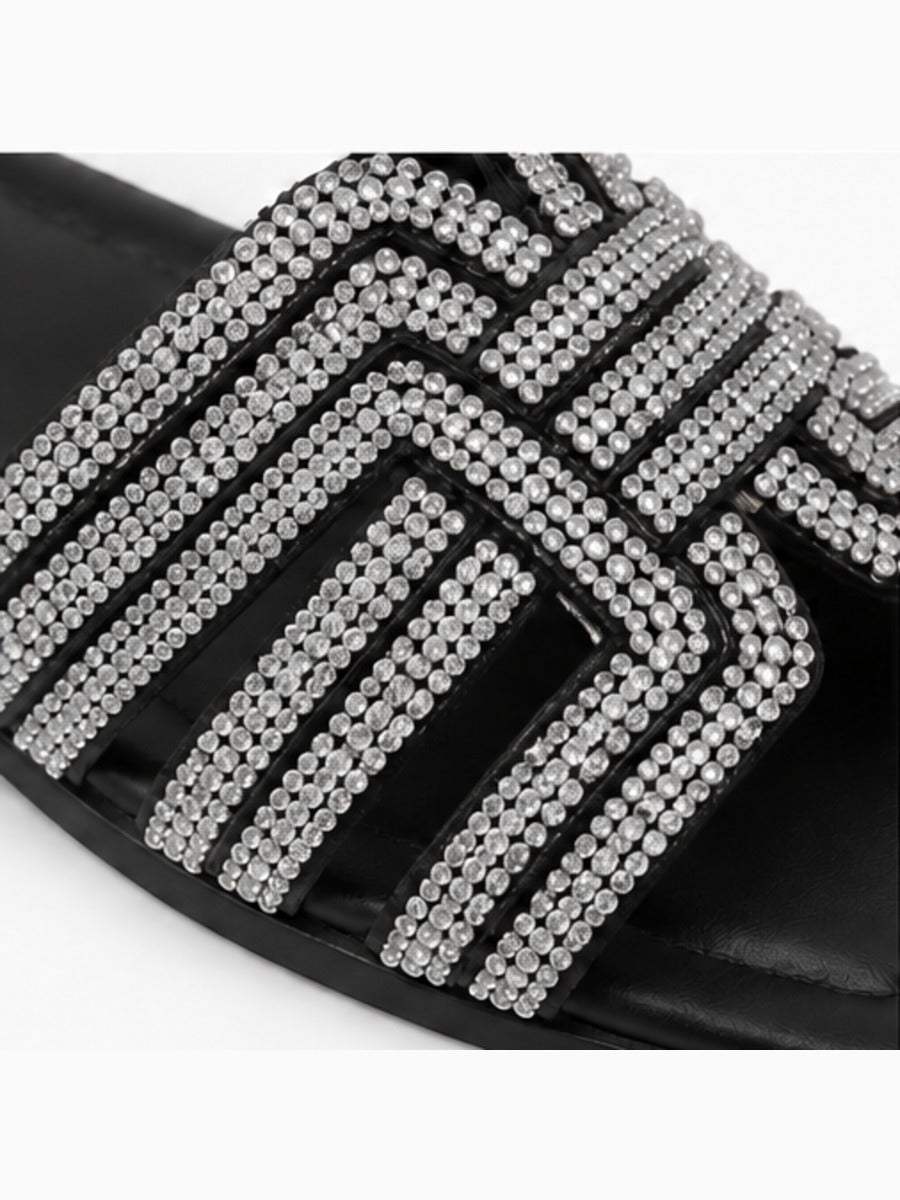 Marcelle – Claquette à perles femme – Noir — détail