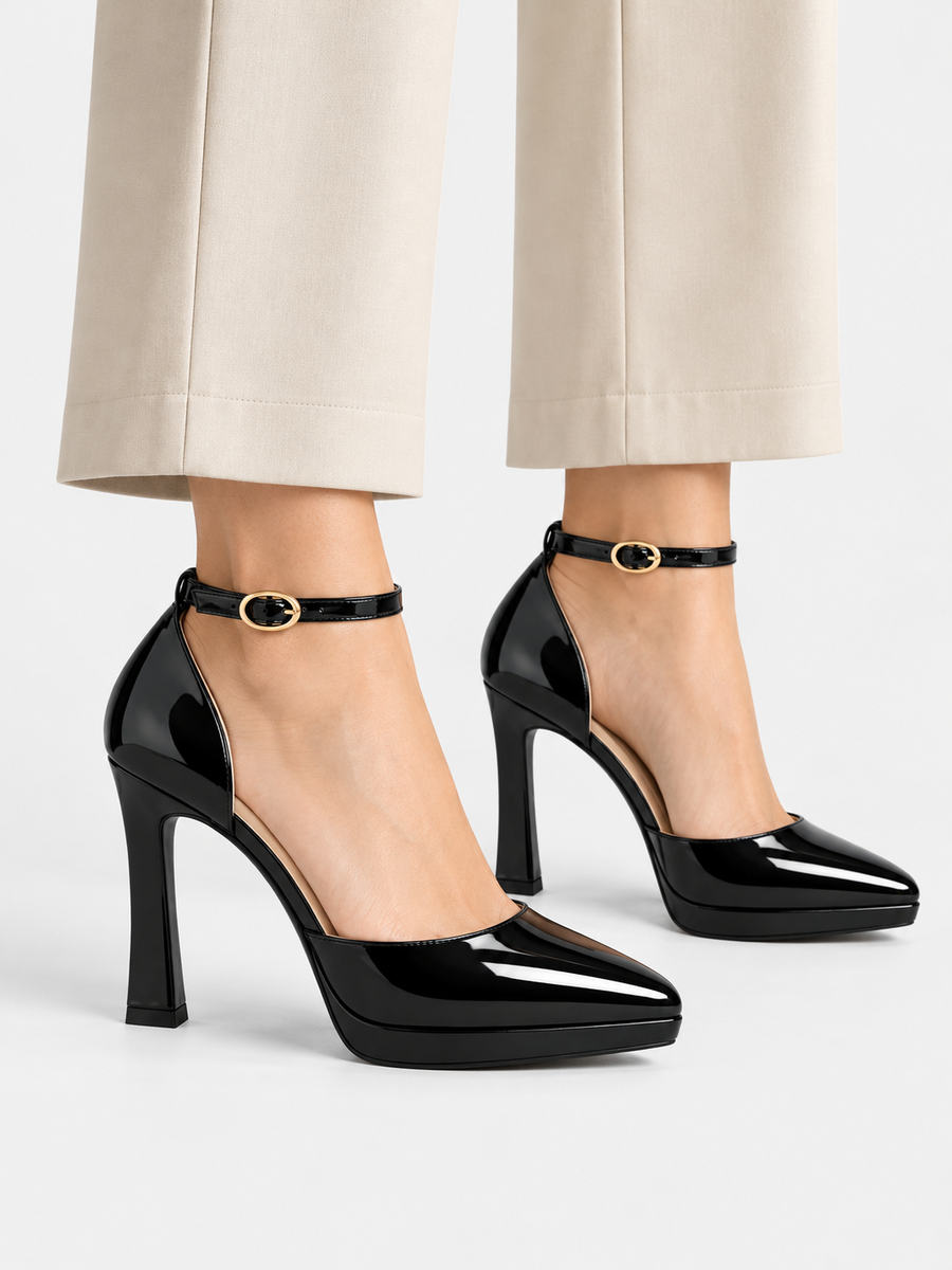 Margaux – Escarpin à bride cheville femme – Noir — portée