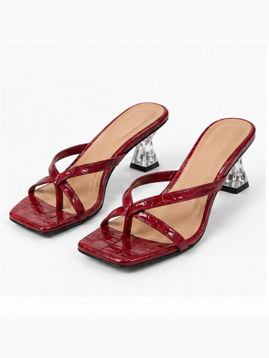 Marie – Mule à talon moyen femme – Bordeaux — trois quarts