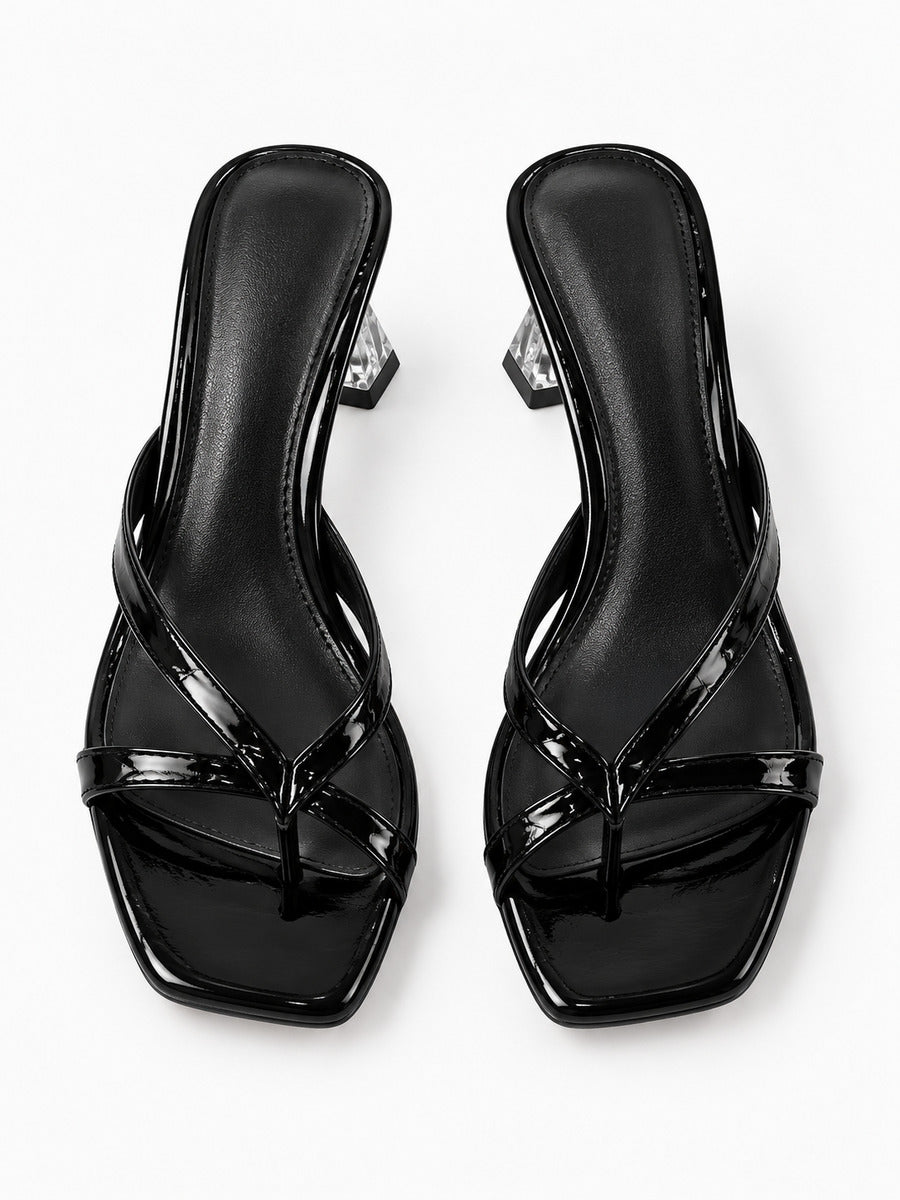 Marie – Mule à talon moyen femme – Noir — dessus