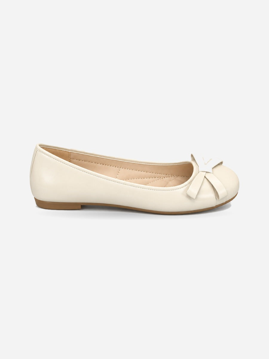 Marine-Marie – Babies mignonnes à nœud papillon femme – Beige — profil droit
