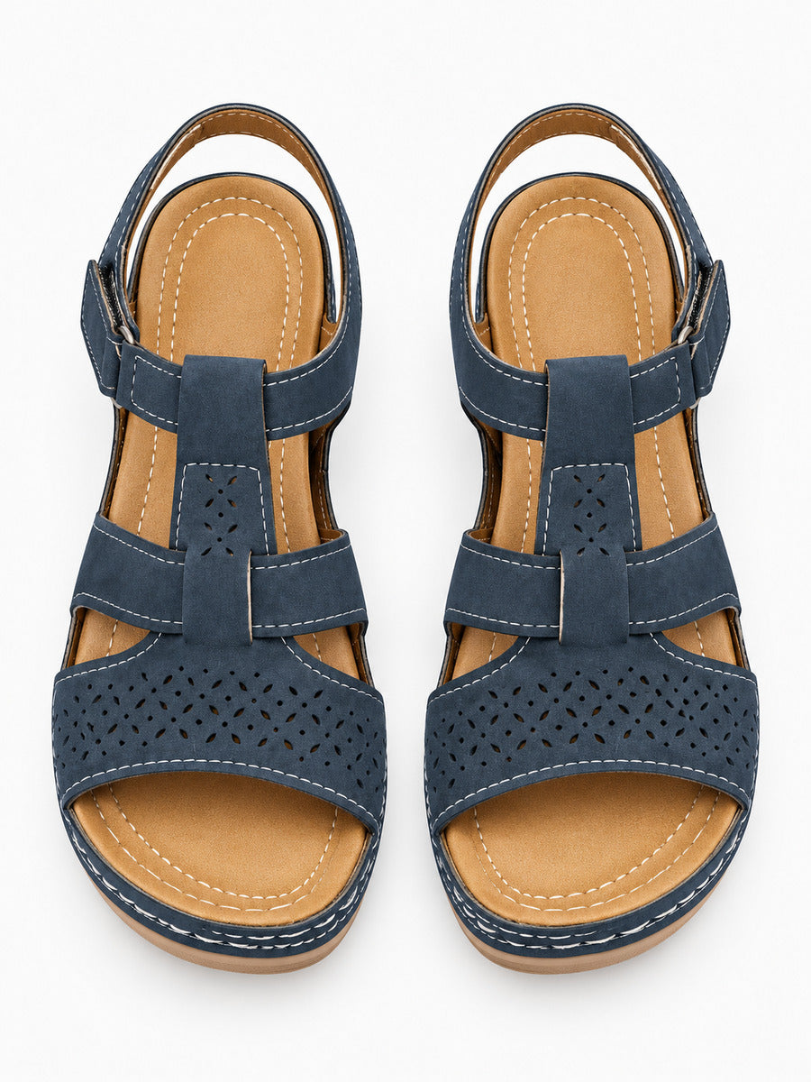Marion – Sandale gladiateur compensée femme – Bleu — dessus