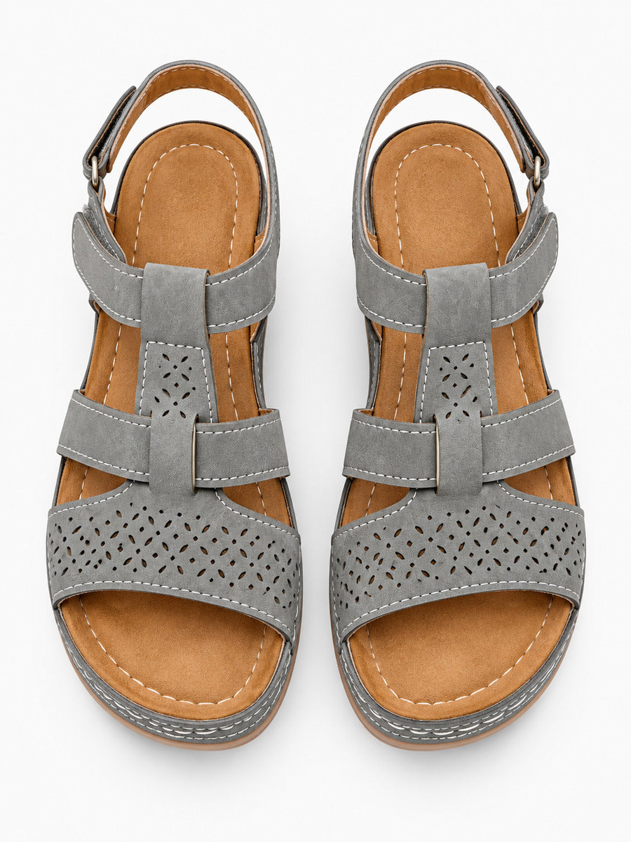 Marion – Sandale gladiateur compensée femme – Gris — dessus