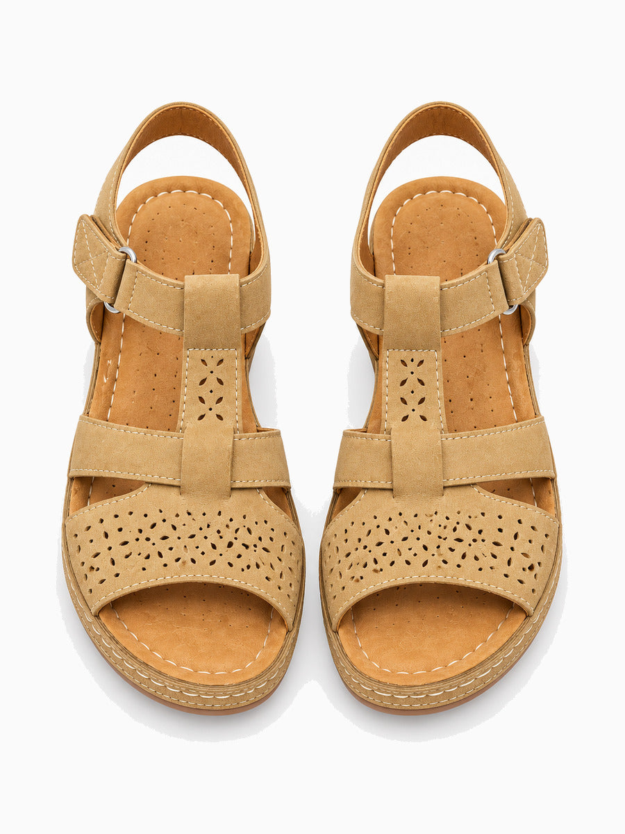 Marion – Sandale gladiateur compensée femme – Marron — dessus