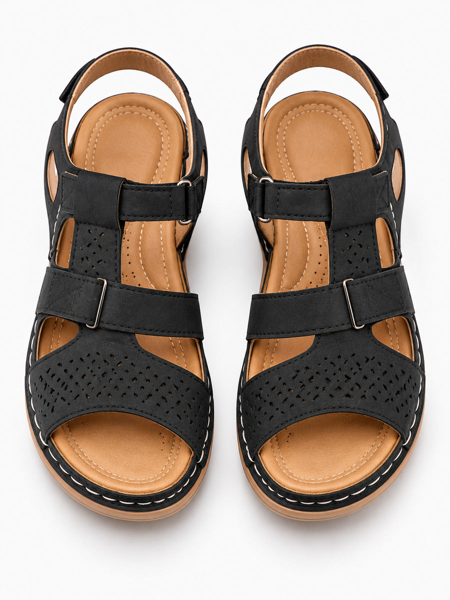 Marion – Sandale gladiateur compensée femme – Noir — dessus