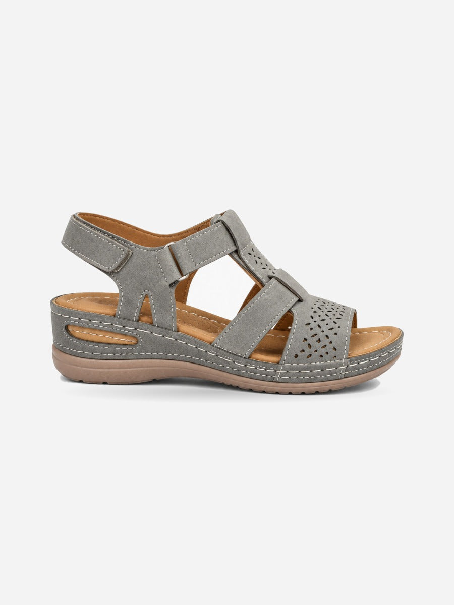 Marion – Sandale gladiateur compensée femme – Gris — profil droit