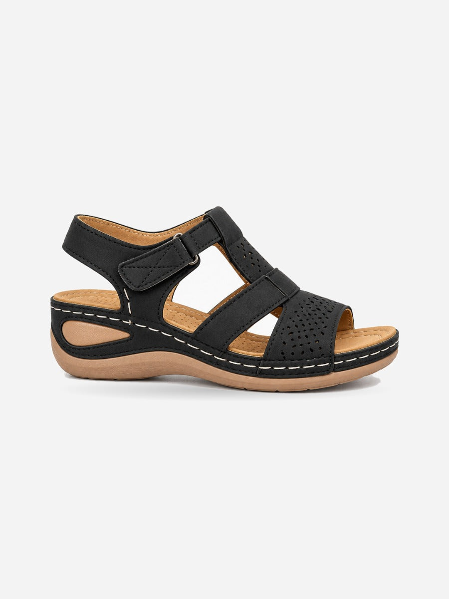 Marion – Sandale gladiateur compensée femme – Noir — profil droit