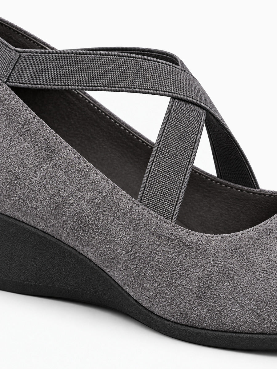 Marlène – Sandale compensée femme – Gris — détail