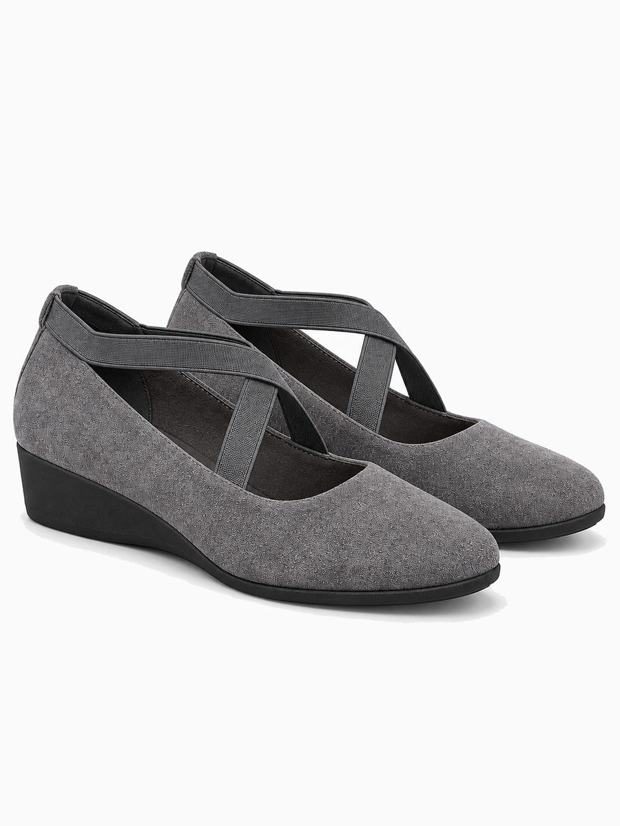 Marlène – Sandale compensée femme – Gris — trois quarts