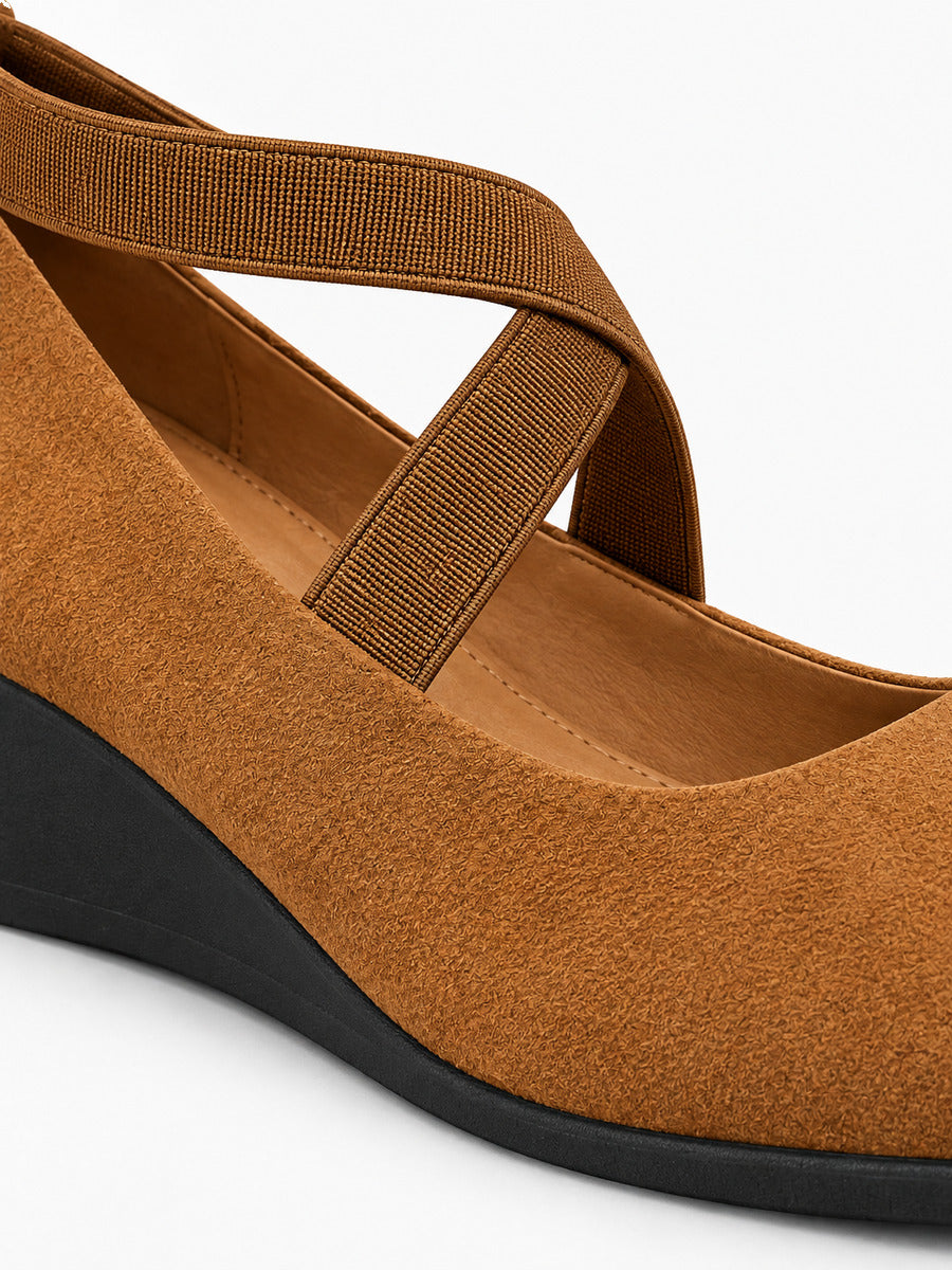 Marlène – Sandale compensée femme – Marron — détail