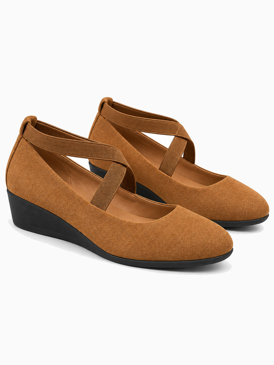 Marlène – Sandale compensée femme – Marron — trois quarts