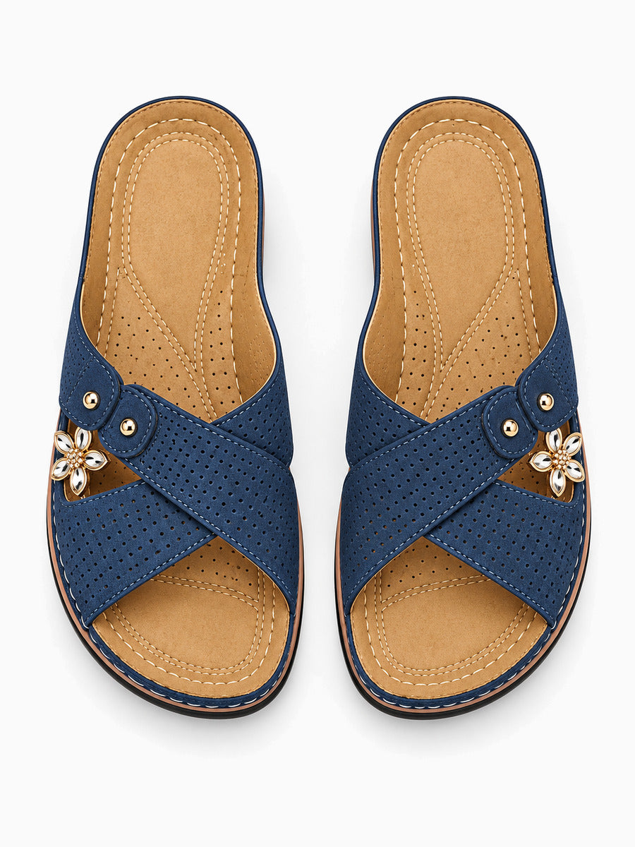 Martine – Sandale ouverte femme – Bleu — dessus