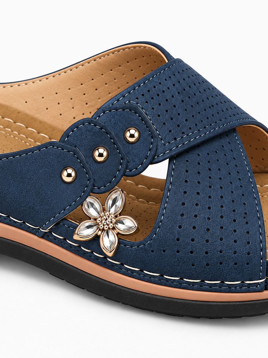 Martine – Sandale ouverte femme – Bleu — détail