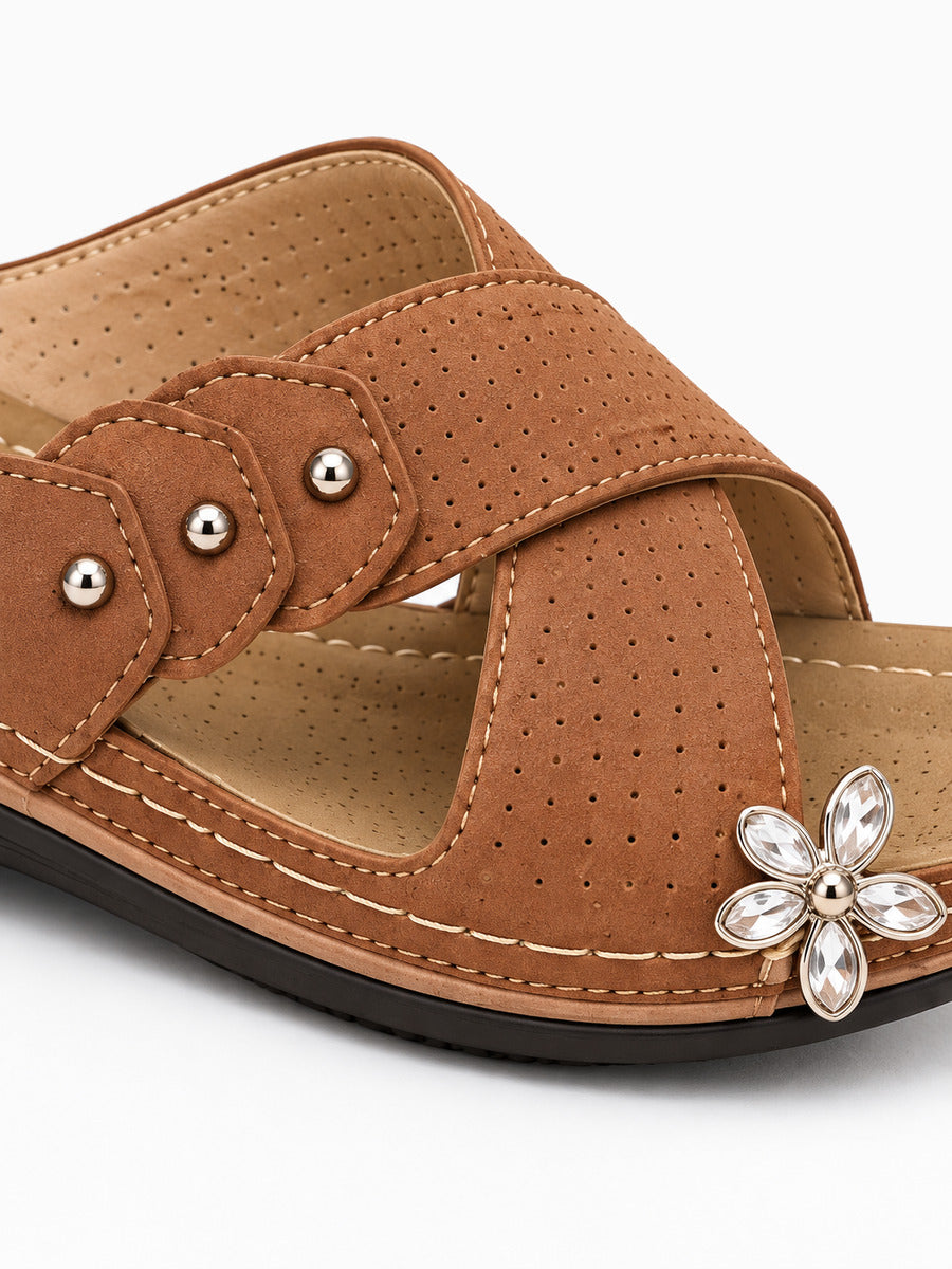 Martine – Sandale ouverte femme – Camel — détail