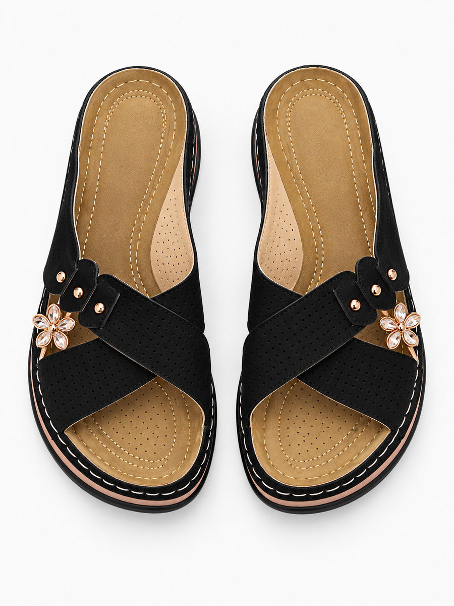 Martine – Sandale ouverte femme – Noir — dessus