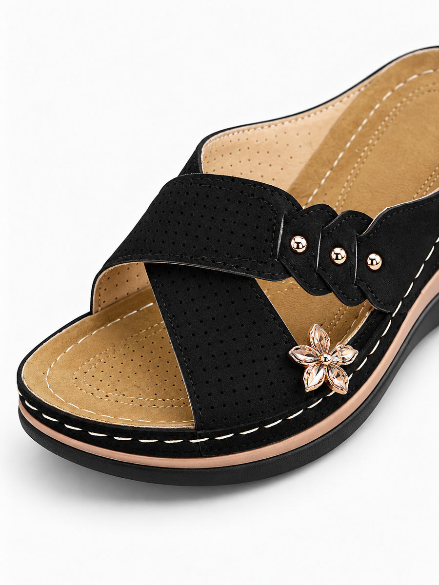 Martine – Sandale ouverte femme – Noir — détail