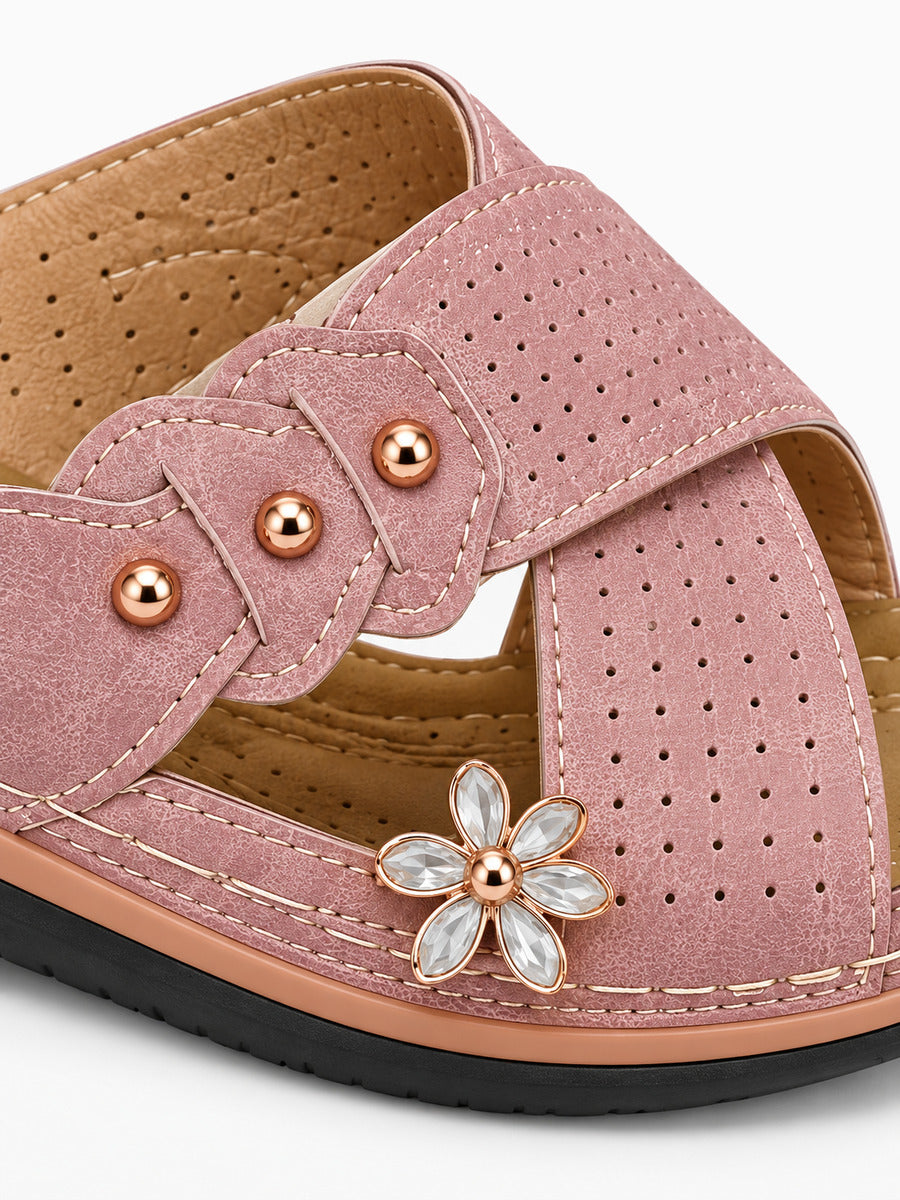 Martine – Sandale ouverte femme – Rose — détail