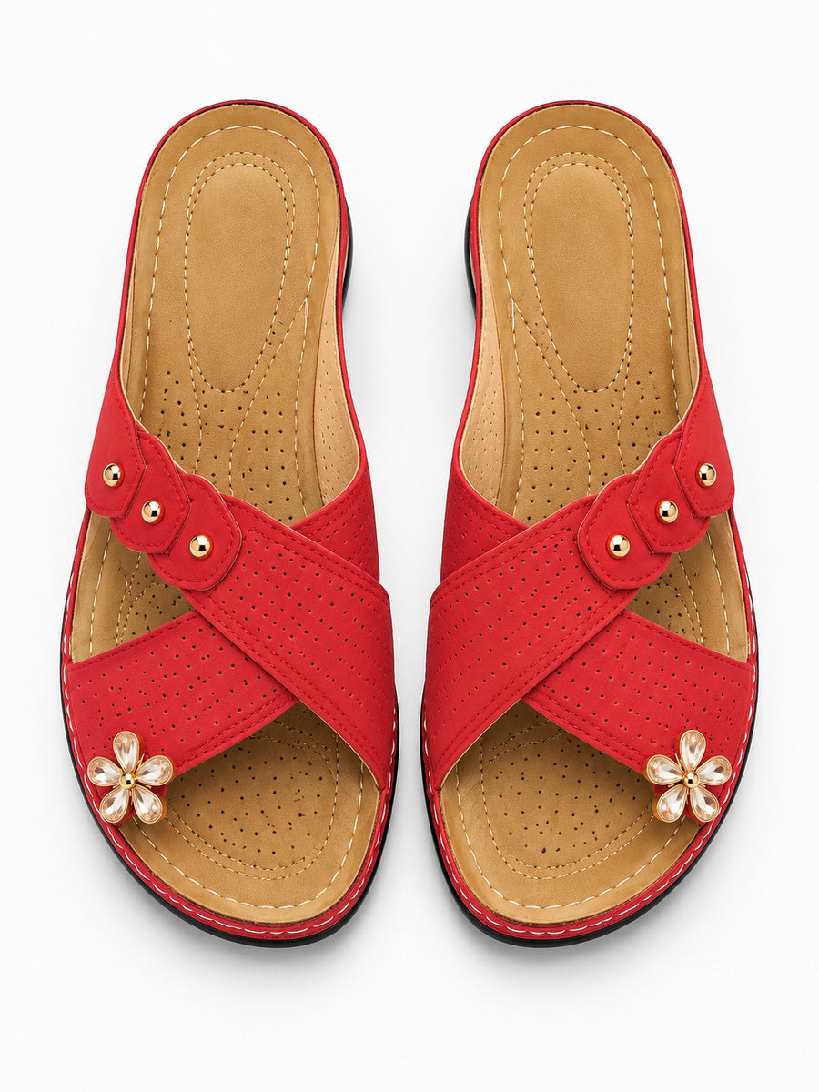 Martine – Sandale ouverte femme – Rouge — dessus