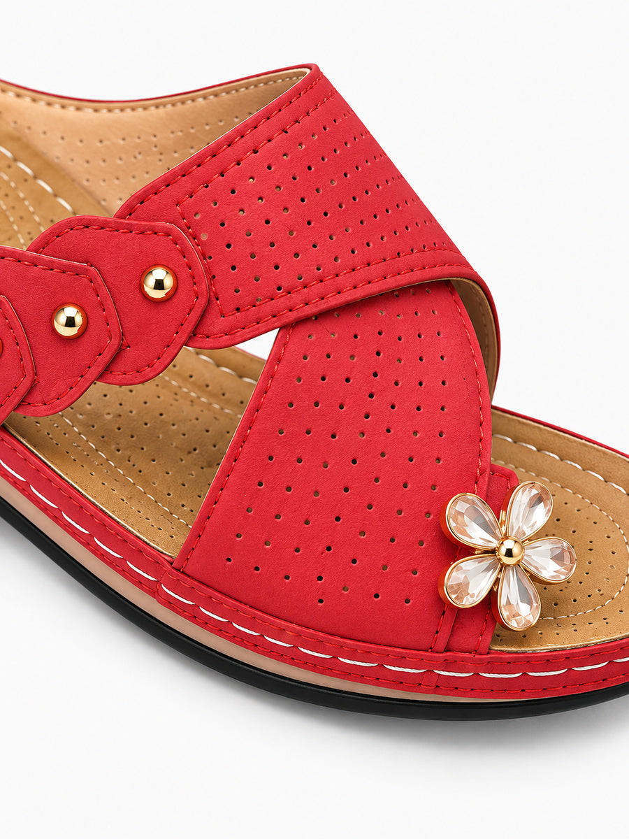 Martine – Sandale ouverte femme – Rouge — détail