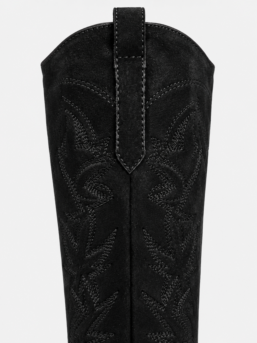 Mathilda – Botte cowboy brodée femme – Noir — détail