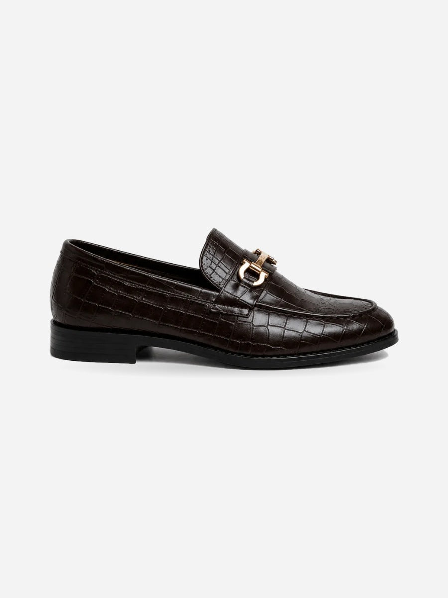Mathis – Mocassin en cuir verni homme – Marron — profil droit