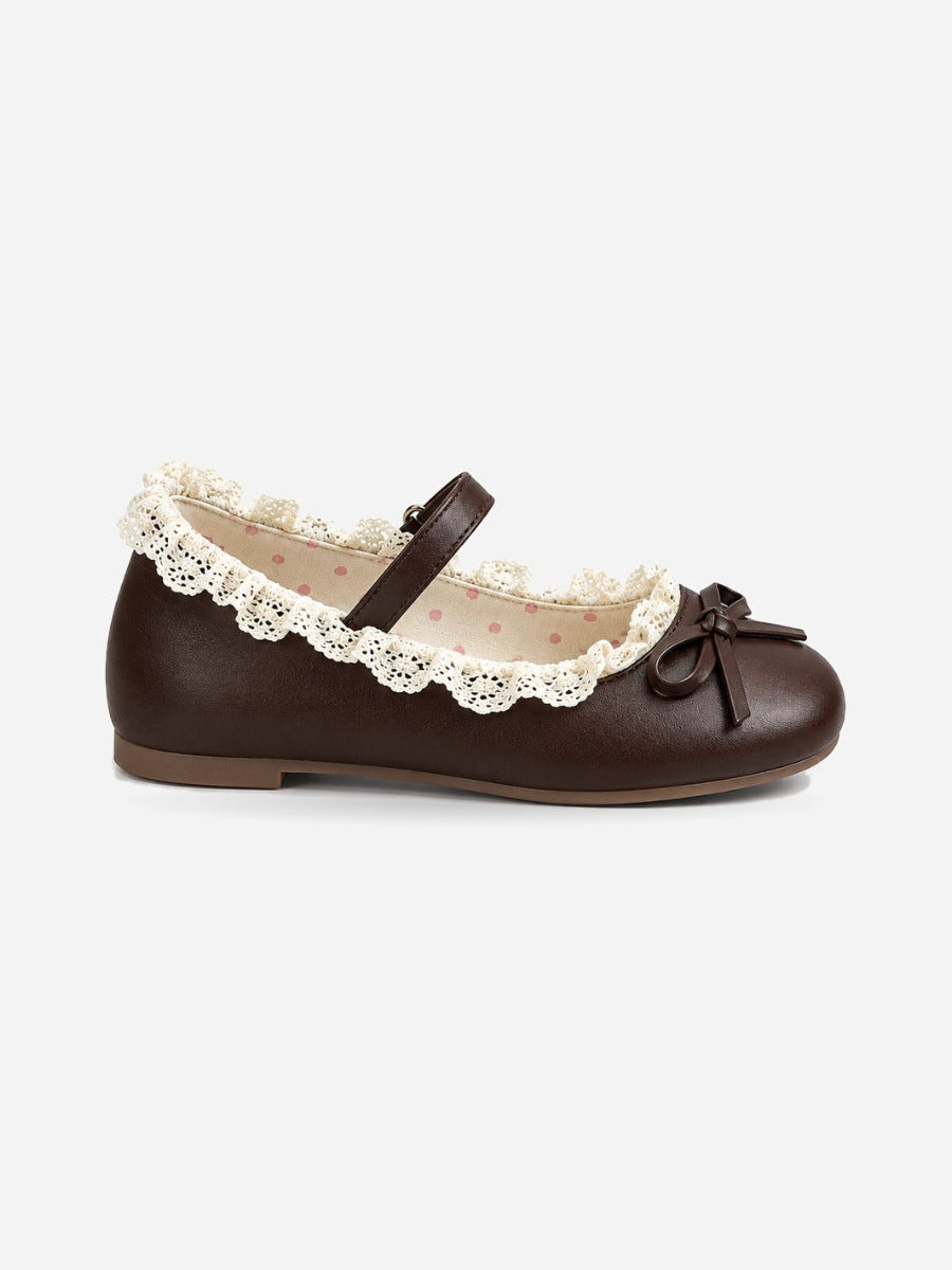 Maud-Marie – Ballerine mignonne à bout rond femme – Café — profil droit