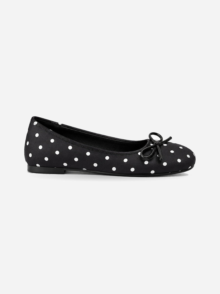 Maud-Rose – Ballerine à pois semelle souple femme – Noir — profil droit