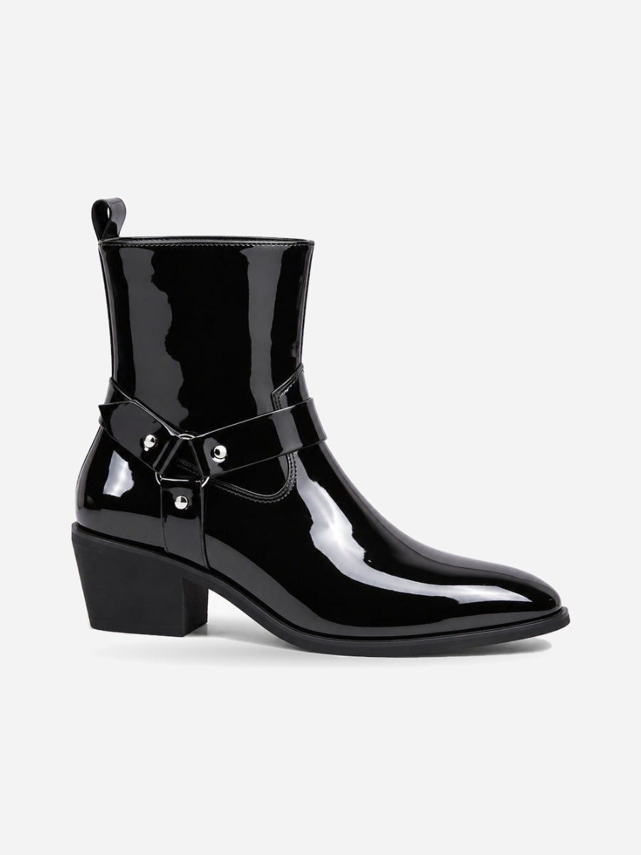 Maurice – Bottine montante pointue homme – Noir — profil droit