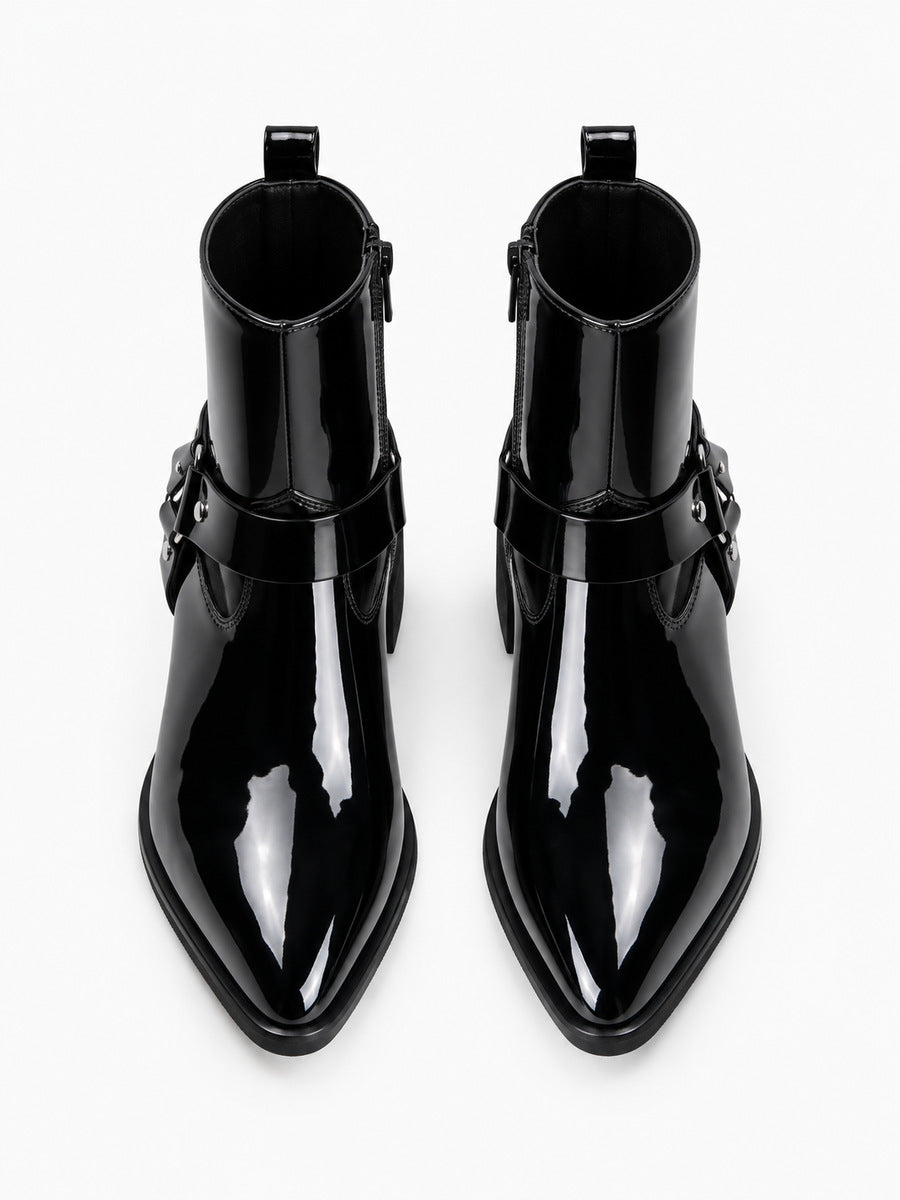 Maurice – Bottine montante pointue homme – Noir — dessus
