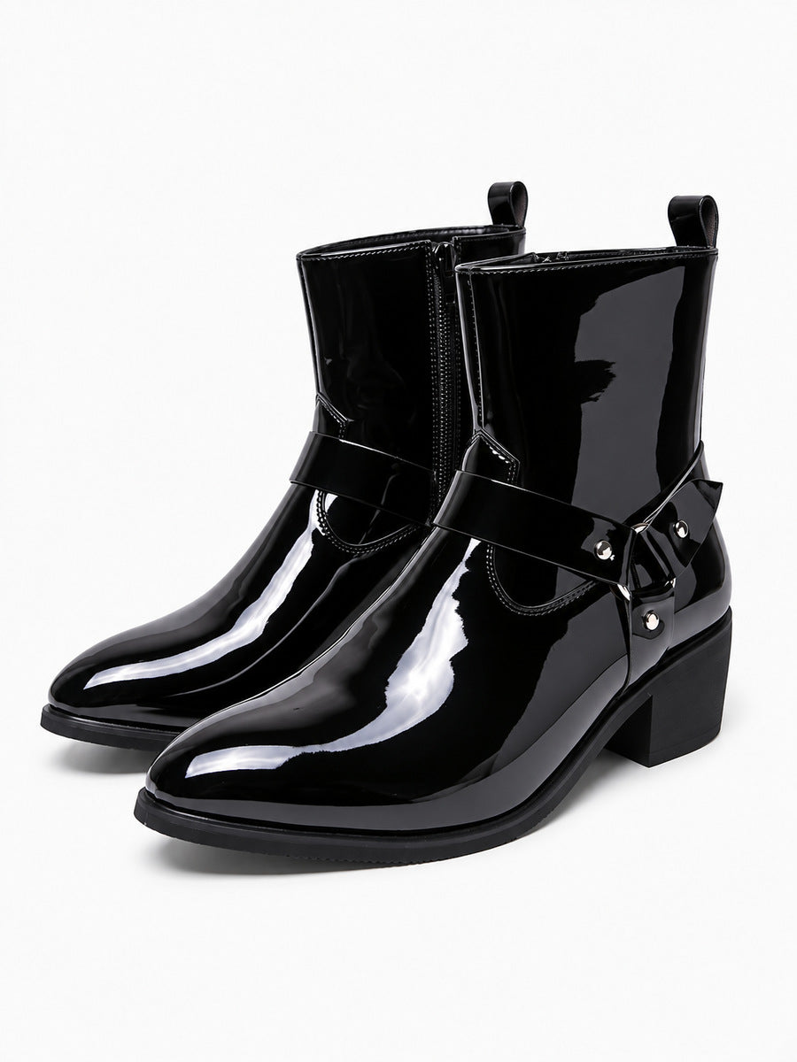Maurice – Bottine montante pointue homme – Noir — trois quarts
