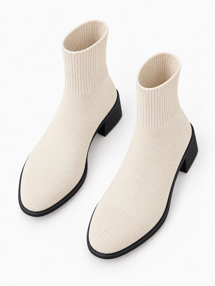 Mayalen – Bottine chaussette femme – Beige — dessus