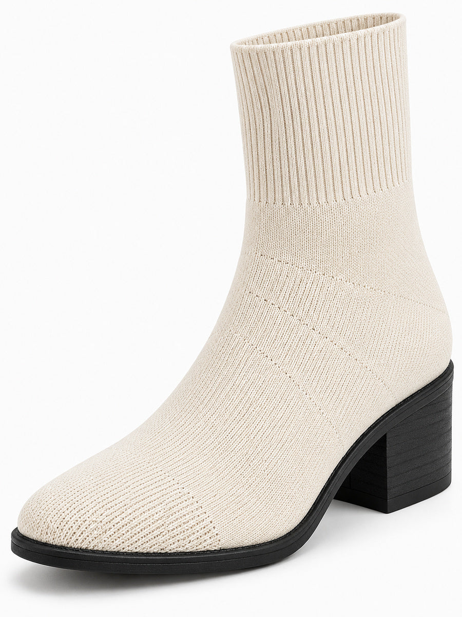 Mayalen – Bottine chaussette femme – Beige — détail