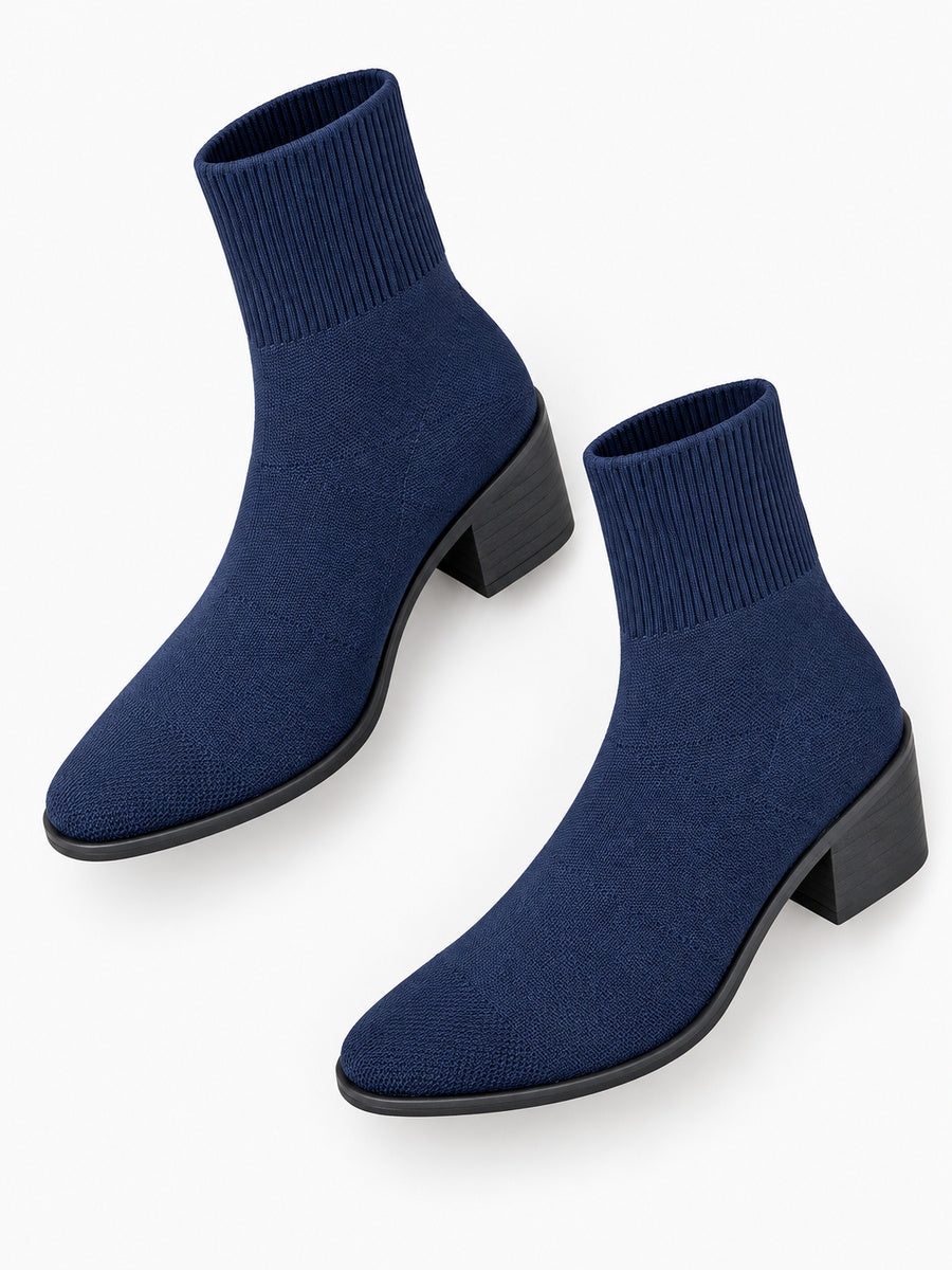 Mayalen – Bottine chaussette femme – Bleu — dessus